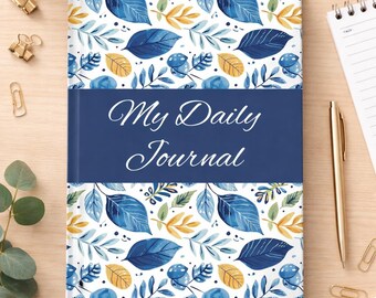 Blue Botanical Floral Hardcover Journal | Daily Writing Diary, Nature Lover Gift
