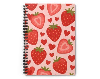 Strawberry Hearts Spiral Notebook | Ruled Journal