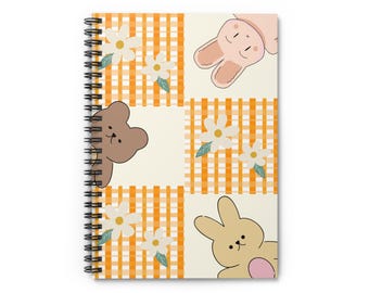 Bunny and Bear Patchwork Spiral Notebook, Ruled Journal