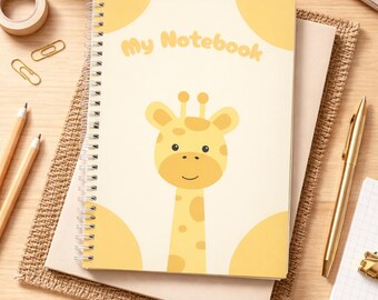 Kids Digital Notebook PDF | Cute Safari Animal Journal | Giraffe Theme Stationery For Kids | A4 Size 4-lined 50 Pages | Instant Download