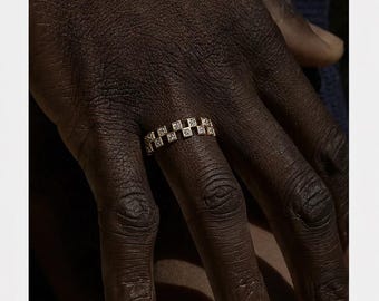 14kt Princess Cut Diamond Band Ring Square Diamond Eternity Ring, gift for her