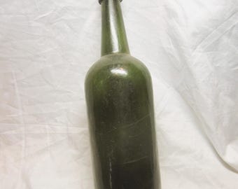 Bottiglia antica da collezione della vetreria Ellenville NY Glass Works, in vetro verde.