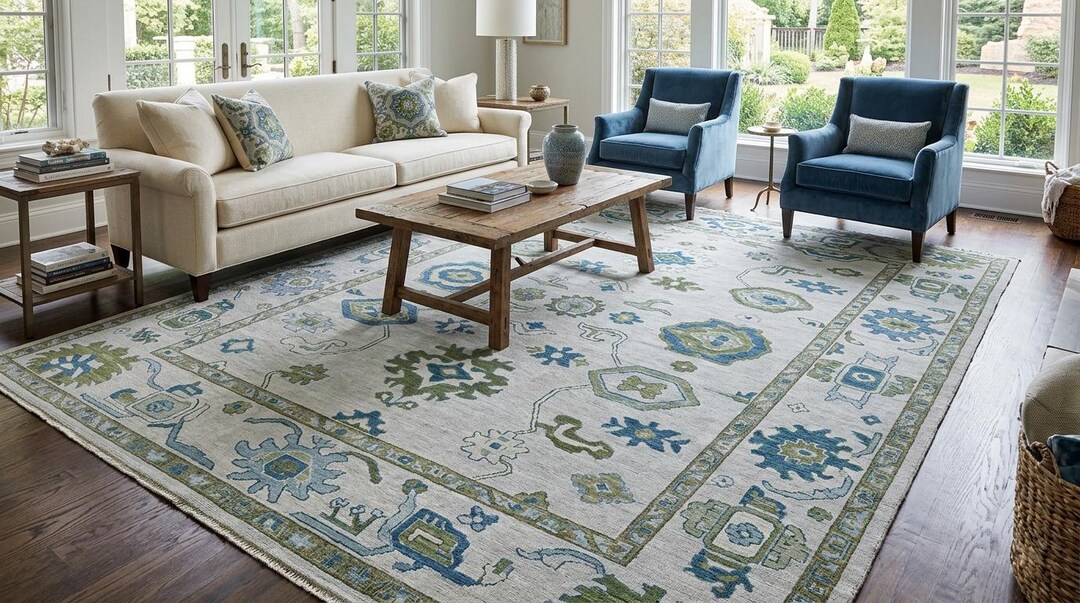 Handmade Tufted Rug, Botanical Wool Area Rug, Modern Floral Carpet ...