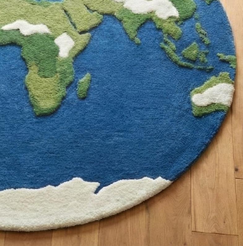 World Explorer Rug Educational World Map Kids Adult Rug | Around the World Hand Tufted ...