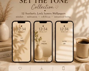 Neutral Lock Screen Wallpapers: Set The Tone Collection (12 PNG Downloads)