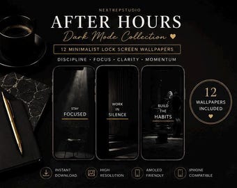 After Hours Dark Mode Lock Screen Wallpapers (12 Minimalist PNG Files)