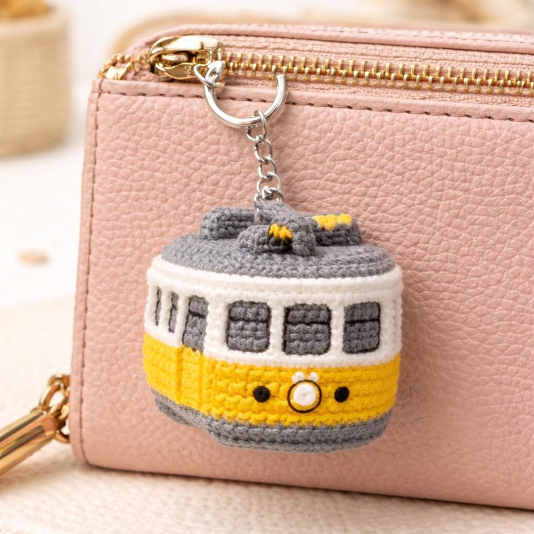 Tramway Keychain Portuguese Tram Crochet Miniature Keyring – Realistic Tramvay-inspired ...