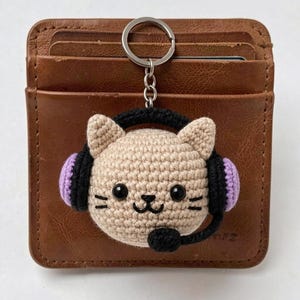 Cat Headset Mic Plush Charm, Gamer Mic Accessory for Desk Setup, Soft Twitch Streamer Decor