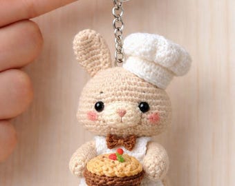 Pastel Plush Bunny Charm – Kawaii Bag Decoration, Soft Amigurumi Key Ring, Gift for Teen Girl