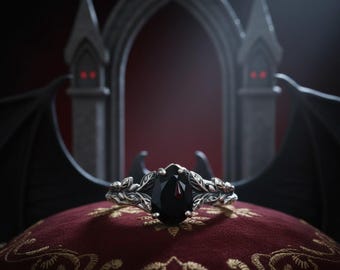 Anillo unisex vintage de ónix, anillo de plata hecho a mano con ónix negro, joyería retro boho, regalo para él y para ella, regalo de Año Nuevo, anillo de piedras preciosas