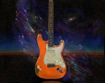 Impresión de pintura de guitarra Fender Stratocaster de 1961