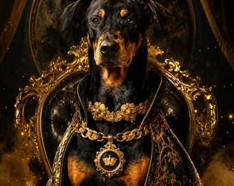 Custom Doberman Portrait | Regal King Dog Digital Artwork (Digital Art)