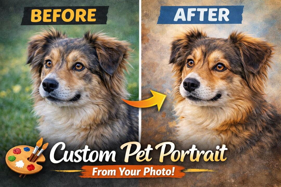 Custom Dog Portrait From Photo, Personalized Pet Art (digital Download ...