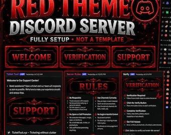 レッドテーマのDiscordサーバー｜完全セットアップ済みゲーミングコミュニティ（デジタルダウンロード）