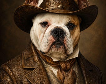 Custom Royal Bulldog Portrait | Personalized Dog Art | Luxury Pet Portrait Gift