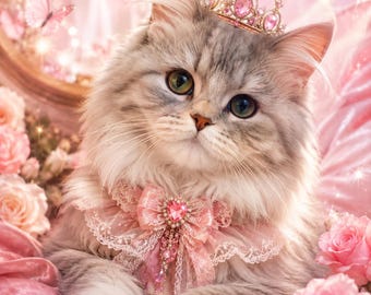 Custom Cat Portrait | Princess Pet Art, Fantasy Painting (Digital JPG)