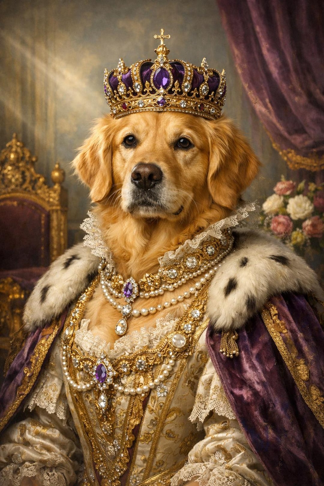 Custom Royal Pet Portrait, Renaissance Dog Cat Art, King Queen Pet ...