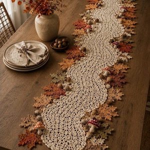 Autumn Woodland Table Runner Crochet Pattern | Digital PDF Download