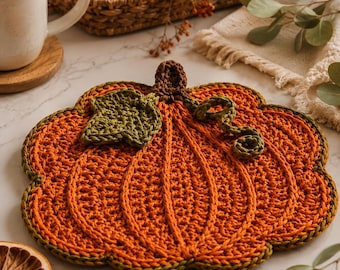 Patrón de ganchillo para mantel individual de calabaza, decoración de mesa otoñal (descarga digital en PDF)