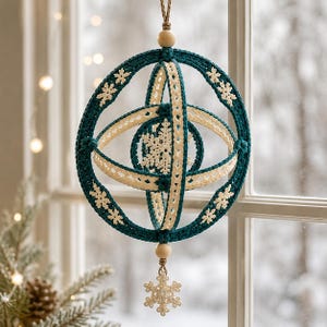Crochet Snowflake Orb Wind Spinner Pattern, 3D Winter Decor (PDF Download)