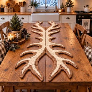 Crochet Pattern: Rustic Reindeer Antler Table Runner  | Instant Digital Download PDF