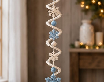 Patrón de espiral giratorio de copo de nieve a crochet / PDF digital para colgar en la ventana y decorar en Navidad.