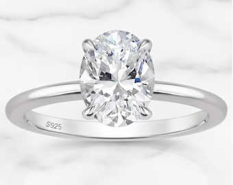 3 kt ovale CZ-verlovingsring, 925 sterlingzilver, griffenset
