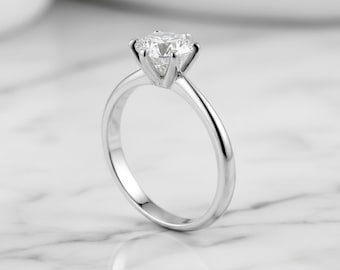 Moissaniet solitairering, 1 kt rond, sterlingzilver verloving