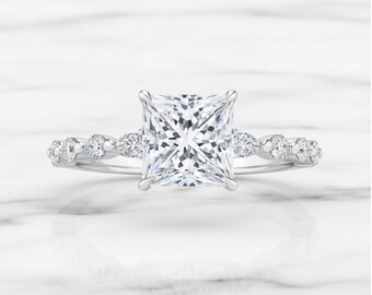 Princess Cut sterlingzilveren verlovingsring, klassieke trouwring