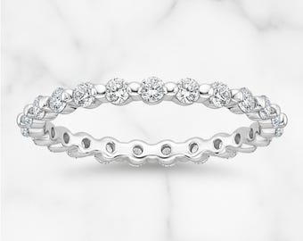 Moissaniet Full Eternity-band, stapelbare sterlingzilveren trouwring