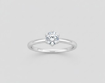 0,5 kt Moissaniet-solitairering, sterlingzilveren minimalistische verlovingssieraden