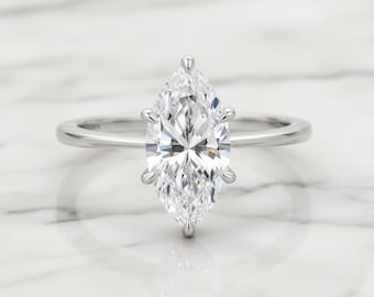 2 kt Marquise Moissaniet-ring, sterlingzilveren solitaire bruidssieraden