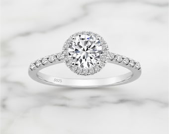 Halo CZ-verlovingsring, 925 sterlingzilveren trouwring