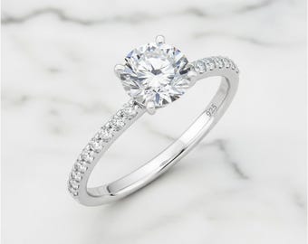 CZ Solitaire-verlovingsring, 925 sterlingzilveren pavé-trouwring