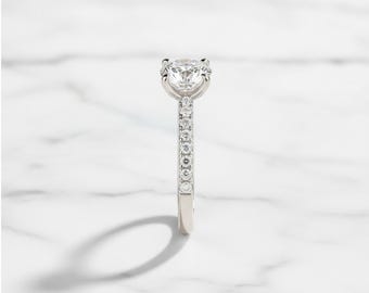 Moissaniet solitaire verlovingsring, 925 sterlingzilveren pavé-band
