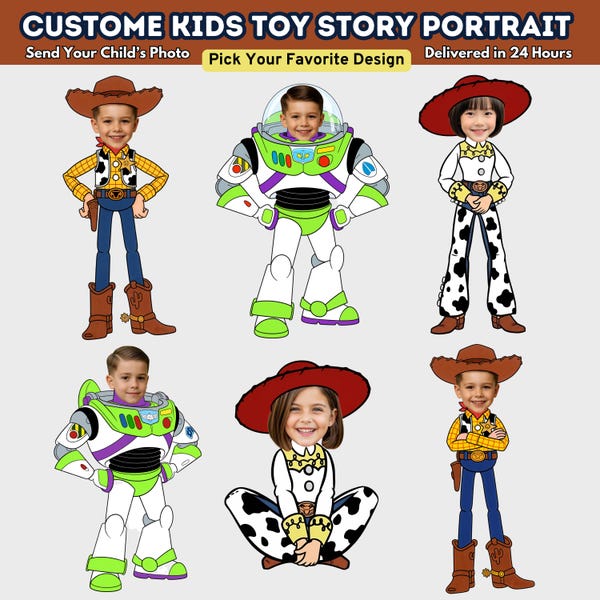 Customized Toy Story Clipart's | Add Your Face Own Photo | DIY Birthday Party Cake Topper | Canva Editable | Digital Download