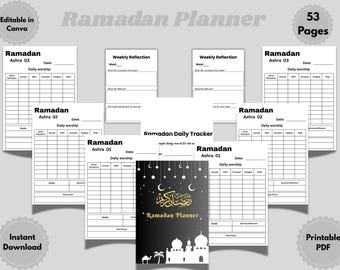 2026 Ramadan Printable Planner canva Template, Digital Islamic Quran Tracker Journal, Instant Download