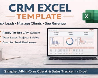 Excel CRM Template | Client & Sales Tracker, Small Business (Digital Download)