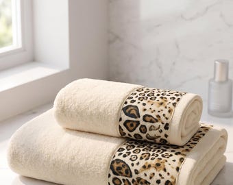 Juego de toallas de baño - Diseño estampado, algodón suave, decoración de baño