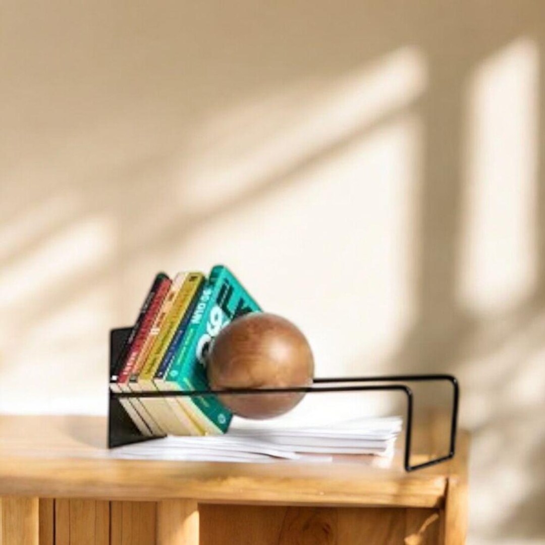 Indesign Metal Book Rack Modern Metal Book Rack With Wooden Accents, Stylish Book Storage ...