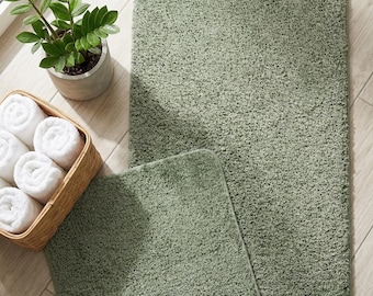 2-Piece Shaggy Bath Mat Set - Non Slip Washable Rugs
