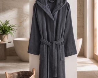 Bata de baño con capucha 100% algodón - Unisex, suave, de secado rápido, ideal para spa.