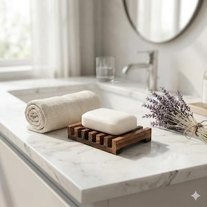 Jabonera de bambú natural - Bandeja escurridora de madera resistente al moho