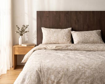 Juego de funda nórdica floral - Tamaño Queen, ropa de cama suave, color beige.