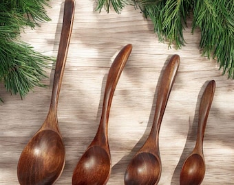Cuchara de madera de estilo japonés: utensilio para té y café que evita quemaduras.