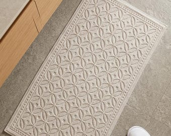 Set di 2 tappeti kilim in cotone - Tappeti color crema per bagno e corridoio