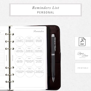 Personal Reminders List Insert | Minimal Printable | Ring Binder Planner (Digital Download)