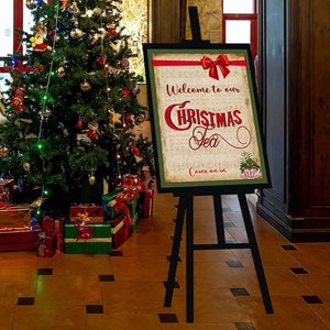 Großes Weihnachtstee Poster, Download und Druck, Teeparty, Weihnachtsfeier