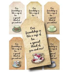 Tea Party Tags, Vintage Gift Tags, tea party favors, tea bookmarks printable, Digital Download, Mothers day, women's ministry,  vintage tea