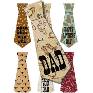 Etiqueta de corbata para el Día del Padre, descarga digital, etiqueta de papá occidental, corbata para el Día del Padre, suministros para tarjetas, etiqueta de corbata imprimible, suministros para manualidades con temática campestre
